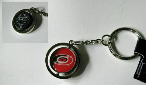 NEW! CAROLINA HURRICANES RUBBER PUCK SPINNER KEYCHAIN RING LICENSED Cover