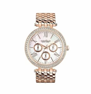 Caravelle NY Ladies' Rose Gold Round Crystal Chronograph Bracelet Watch 44N101 - Picture 1 of 5