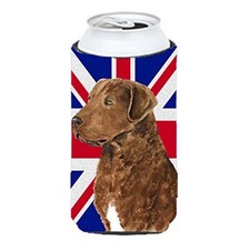 Curly Coated Retriever with English Union Jack British Flag Tall Boy Beverage I