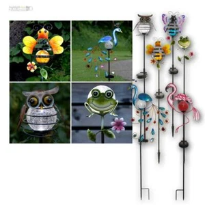 LED Solar Garten-Deko, Gartenstab SICILY Glas-Kugel Tiere Solarstab Solarleuchte - Bild 1 von 13