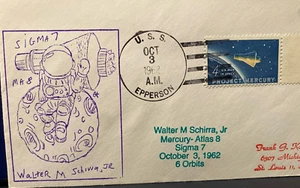 SELDOM SEEN CACHET -MA 8-SCHIRRA -OCT 3, 1962 COVER ONBOARD EPPERSON-SPACE STAMP - Picture 1 of 4