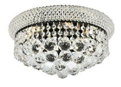 Kitchen Bathroom Bedroom Crystal Black and Silver Flush Mount Light Fixture 14" - Image 1 of 4