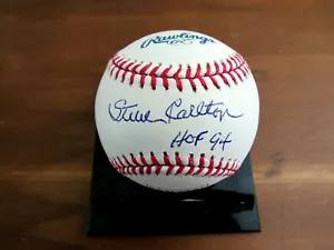 STEVE CARLTON HOF 94 PHILADEPHIA PHILLIES SIGNED AUTO HOF LOG BASEBALL BECKETT - Picture 1 of 3