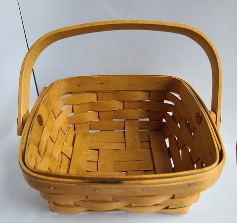 LONGABERGER 6x6x3" Square Basket Moveable Handle 2003 Cover