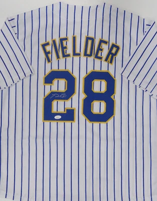 Brewers All Star PRINCE FIELDER Signed Custom Replica PINSTRIPE Jersey AUTO JSA - Image 1 of 3