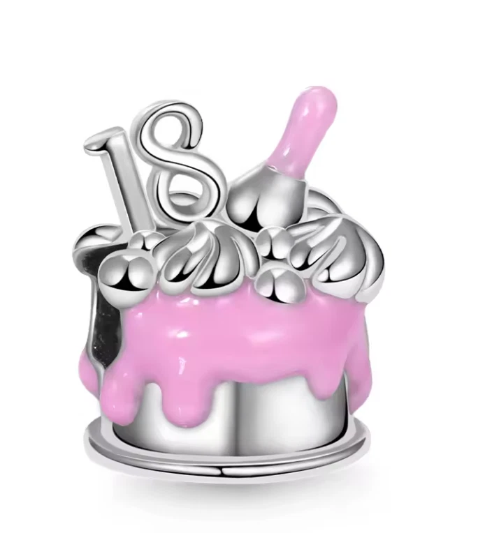 Charm Anhänger für Armband 18. Geburtstag Kuchen Silber plattiert Geschenkidee - Bild 1 von 1