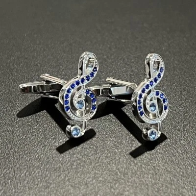 Abotoaduras masculinas símbolo clave aguda música uso diário presente de aniversário na caixa - Imagem 1 de 4