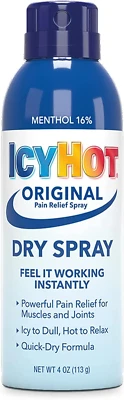 Spray Seco Alivio del Dolor Original Icy Hot con 16% Entol, Alivio del Dolor para Músculos Foto 1 de 4
