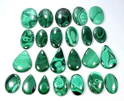 Lote de piedras preciosas sueltas de cabujón curativo de malaquita verde de 20-40 mm para hacer joyas Foto 1 de 4