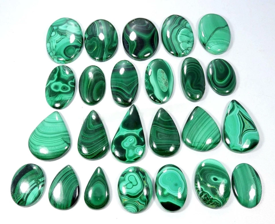 20-40 MM Green Malachite Healing Cabochon Loose Gemstone Lot for Jewelry Making - Image 1 of 4