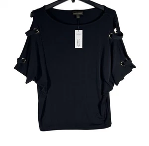 Bold Elements Womens Black Grommet Sleeve Top Size Medium NWT - Picture 1 of 8