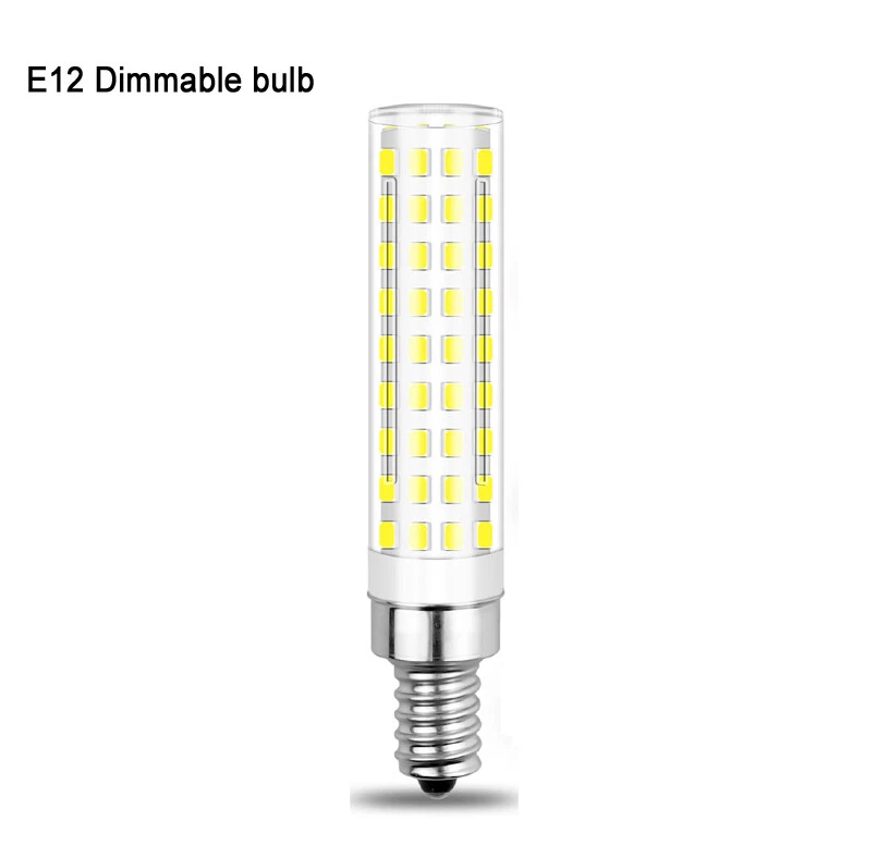 E12 Candelabra LED Bulb Dimmable 10W 120V 1100LM 96-2835 Ceramics Light T2896F60 - Image 1 of 4