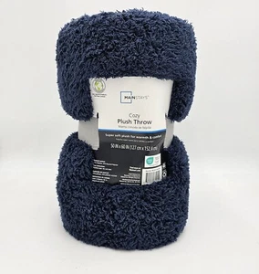 Mainstays Cozy Plush Throw Blanket Warm Comfortable Blue Size 50 In X 60 In - Picture 1 of 10
