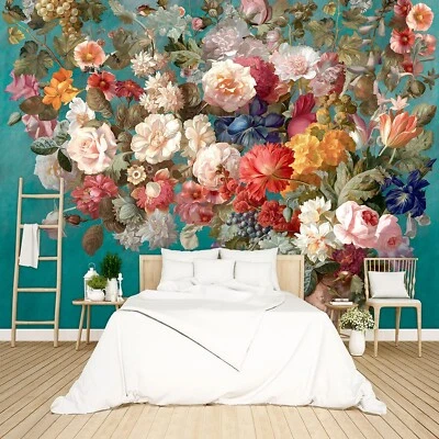 Papel Pintado Floral Rosa Peonía Murales Niñas Dormitorio Botánico Rosa Flores Hoja... Foto 1 de 4