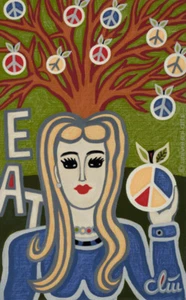 JACQUELINE DITT - Peace Tree 2016 Gemälde Bild art Kunst Bilder Peace Zeichen - Bild 1 von 3