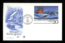 US FDC #UX241 PCS / Artcraft 1996 Watertown NY Winter Farm Scene Postal Card