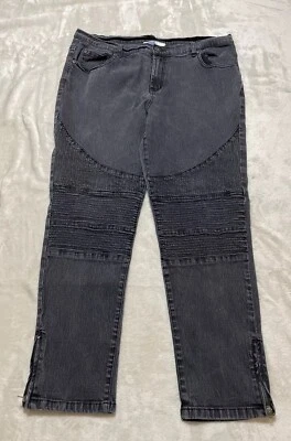 Pantalones de mezclilla para mujer Diane Gilman talla 16P grises DG2 elásticos bordados puños cónicos con cremallera Foto 1 de 4