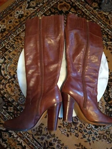 Audrey Brooke Women's Long High Boot Size 6m Leather Brown - Picture 1 of 5