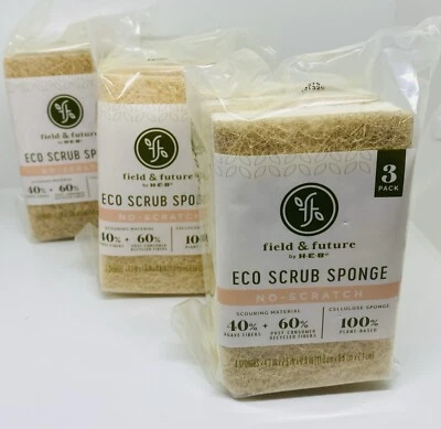(3) Esponjas exfoliantes ecológicas de celulosa 100 % a base de plantas para fregar cocina 3 piezas Foto 1 de 4