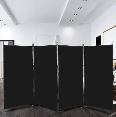 XL Black 4-Panel Room Divider, Foldable Privacy Partition (11.5' Wide x 6' Tall) - Image 1 of 4