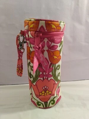 Portabiberones Vera Bradley aislado 8" de alto rosa con flores Foto 1 de 4