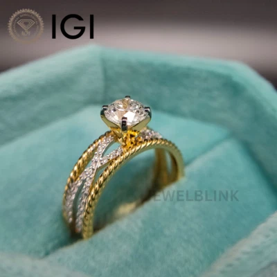 1 Carat D/VS1 Round Engagement & Wedding CVD Lab Grown Diamond Ring in 14K Gold - Image 1 of 4