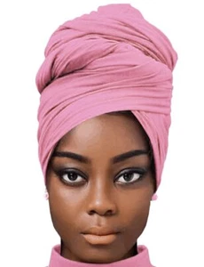 Pink Turban Head Wraps for Women Long Fashion Stretch Headwraps for Summer Wi... - Picture 1 of 6