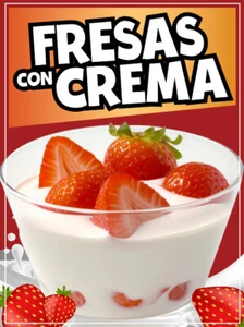 Fresas con Crema Vinyl Sticker Window Adhesive Truck Concession Vinyl Sign - Picture 1 of 5