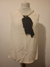 L.K. Bennett TW Rachell Silk Vest Top With Bow, Cream & Black Size 16 BNWT £165