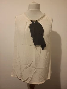 L.K. Bennett TW Rachell Silk Vest Top With Bow, Cream & Black Size 16 BNWT £165 - Picture 1 of 4
