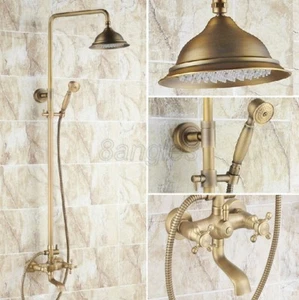 Rubinetto doccia a pioggia bagno ottone antico da parete set rubinetto miscelatore vasca 8rs123 - Foto 1 di 7