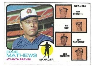 Autographed EDDIE MATHEWS Atlanta Braves 1973 Topps Card #237 COA - Picture 1 of 1