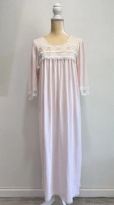 Camisón rosa vintage Christian Dior para mujer 100 % algodón con encaje talla pequeña Foto 1 de 4