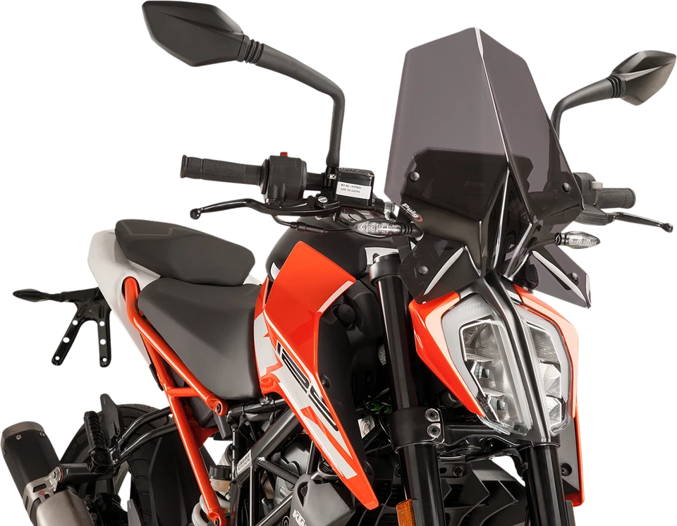 KTM 2017-2022 390 DUKE PUIG WINDSCREEN NEXT GEN NAKED SPORT DARK SMOKE 16.25" - Image 1 of 1