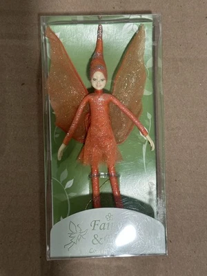Tassie Fairy, 4” Handmade Fairy From Thailand. #RF202 Orange Glitter - Image 1 of 4