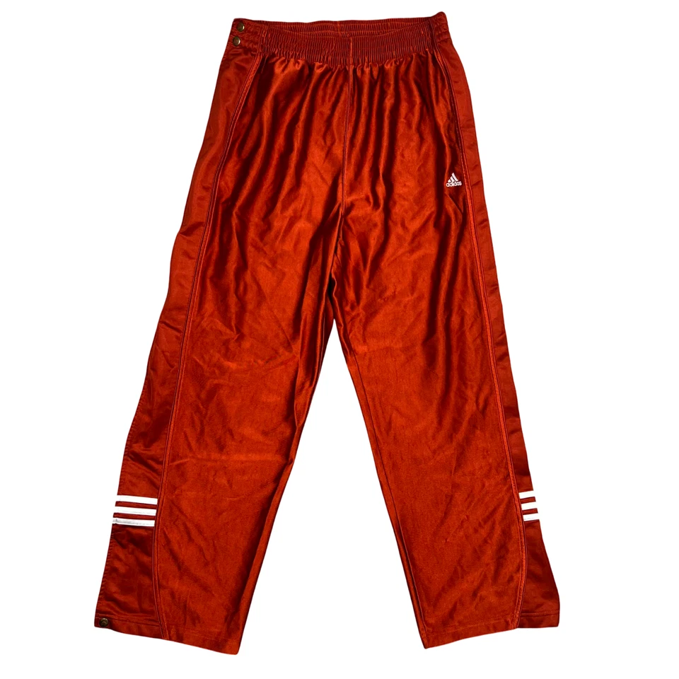 Pantalones Adidas De Colección Para Hombre Grandes Naranja Brillante Deslumbrante Sedoso Snap Tear Away Y2K Foto 1 de 4