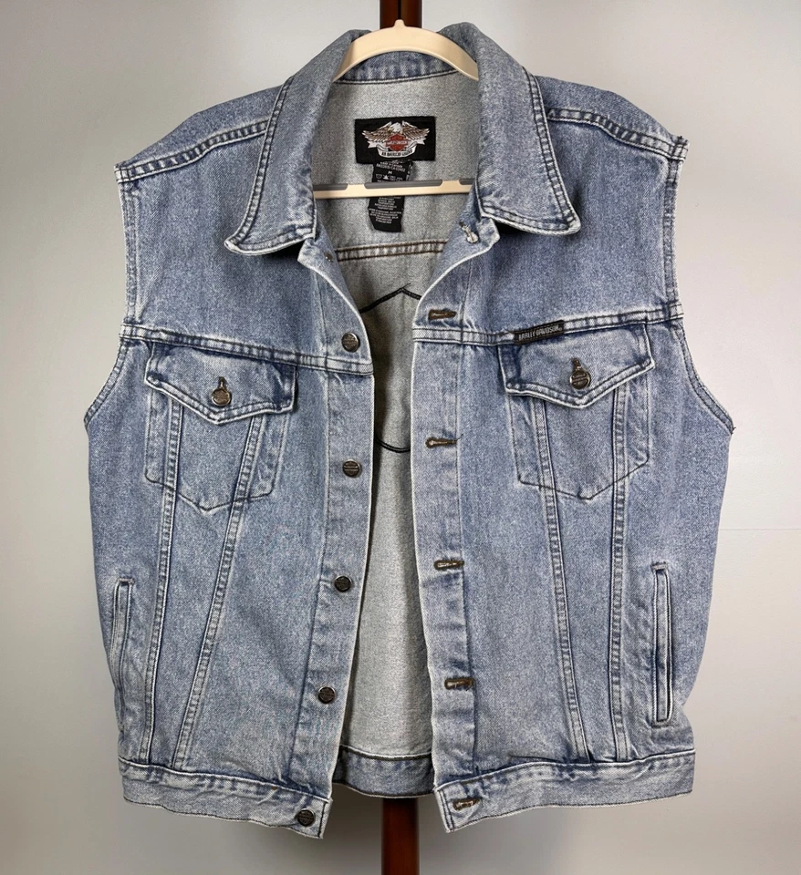 Chaleco vaquero de motociclista Harley Davidson vintage para hombre, talla M Foto 1 de 4