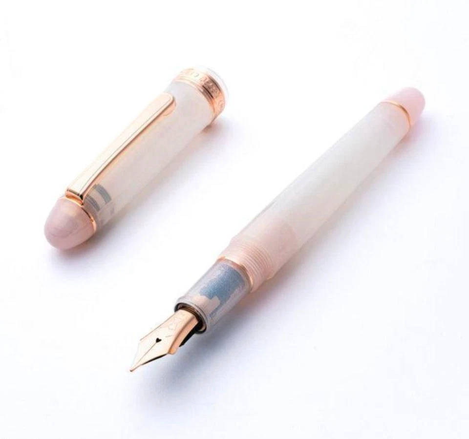 Pluma Estilográfica Hachimonjiya Platino Hatsuyuki Plumín F Oro Rosa 14K Primera Nieve Foto 1 de 1