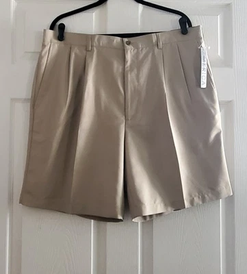 Pantalones Cortos Perry Ellis Power Threads Beige Para Hombre 40 Plisados Frontales Nuevos con Etiquetas Foto 1 de 4