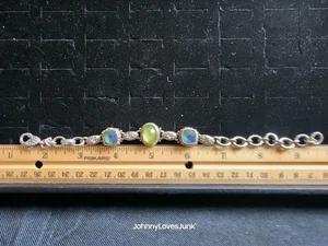 Vintage Sarda Sterling Silver Chain Style Bracelet Marked/Tested+ Natural Stones - Picture 1 of 6