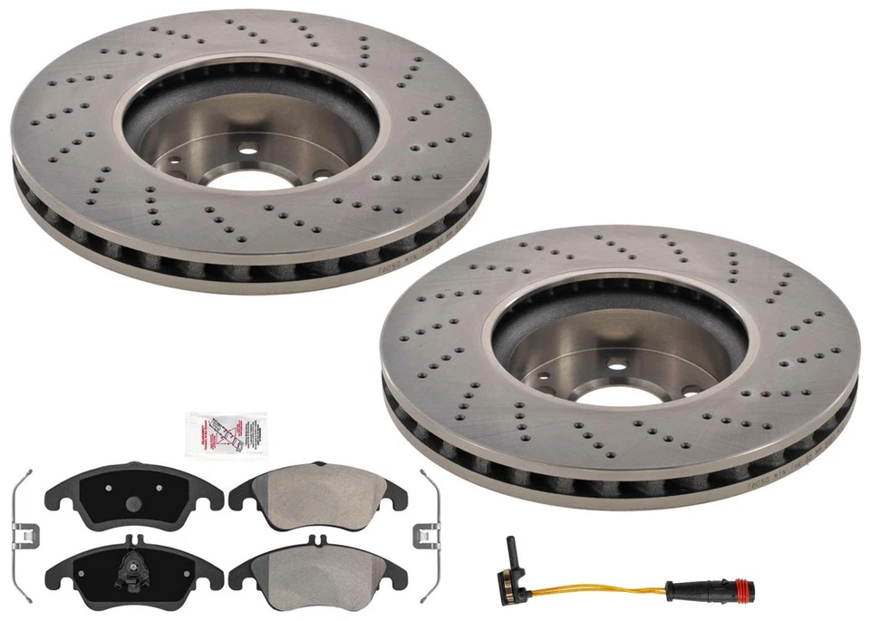 For Mercedes Benz C350 2008-2015 Cross Drilled Front Brake Disc Rotors Pads - Image 1 of 4
