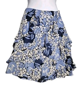 Ralph Lauren Designer Black Label Blu Floreale Boho Ruffle Y2K Mini Adatto S/M - Foto 1 di 5