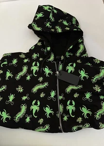 NEW Floxblood Creepy Crawlers Glow In The Dark Zip Up Hoodie Medium Jacket - Picture 1 of 13
