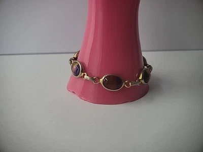 Vintage Sarah Coventry Bracelet Gold Tone Purple Pink Women Jewelry Costume - Image 1 of 4