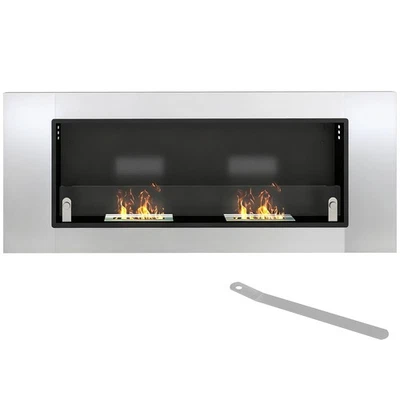 HOMCOM Caminetto a Bioetanolo da Parete con 3 Serbatoi e Coperchio Argento Nero - Immagine 1 di 4