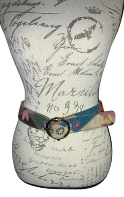 Cinturón hippie floral vintage Y2K BOHO Lucky Brand gamuza bloques de colores talla 30 Foto 1 de 4