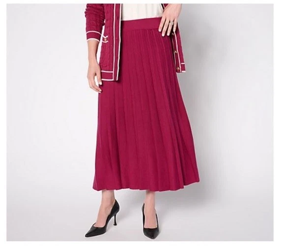 Isaac Mizrahi Live! Falda Suéter Midi Plisada Sunburst Frambuesa A664986 XSP Foto 1 de 1