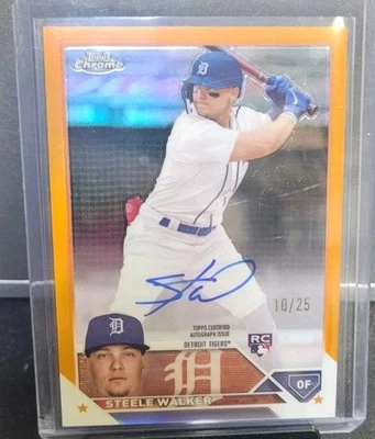 Steele Walker 2023 Topps Chrome Rookie Auto True Orange /25 - Image 1 of 2