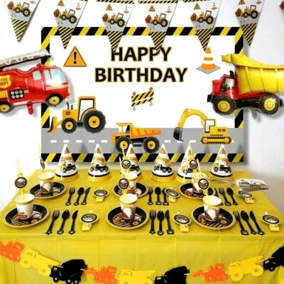 Construction Truck Vehicles Tableware Party Supplies Kids Birthday Decoration - image 1 of 4