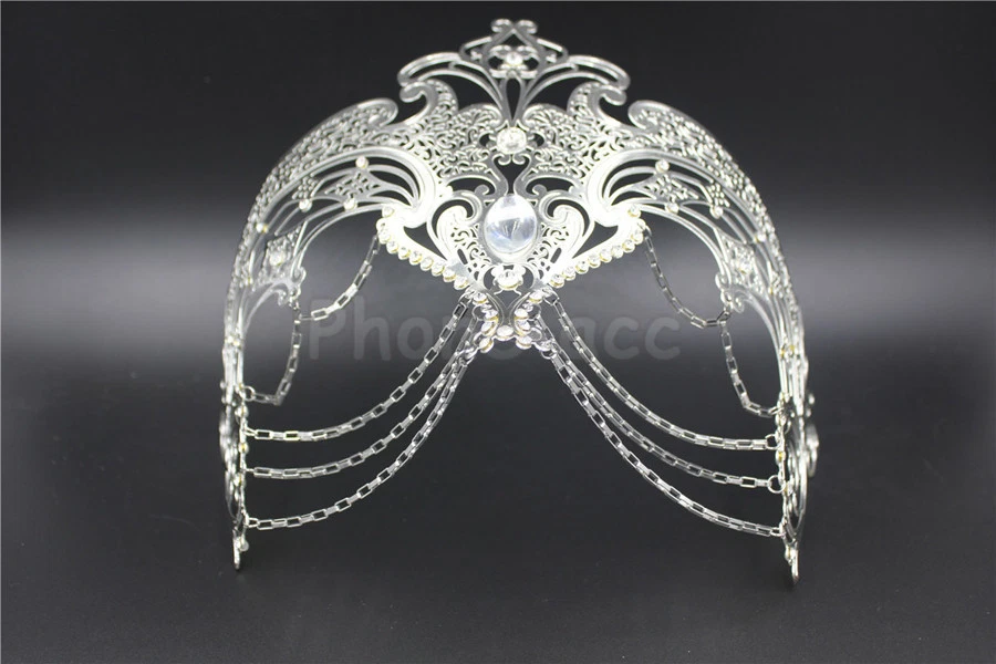 Womens Egyptian Chain Venetian Phantom Laser Cut Filigree Metal Masquerade Mask - Image 1 of 1